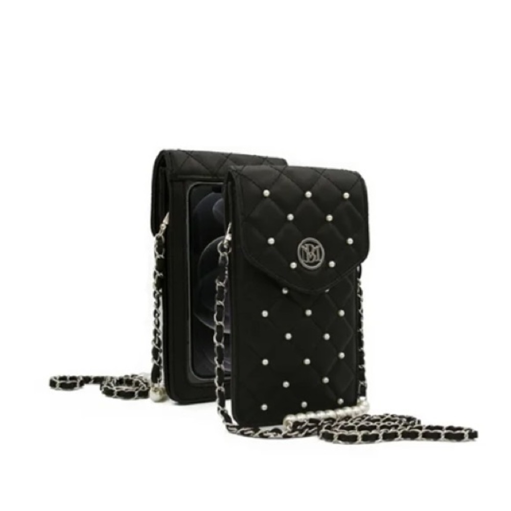 Badgley Mischka Pearls Strap Phone Case Black  NWT. MSRP $79